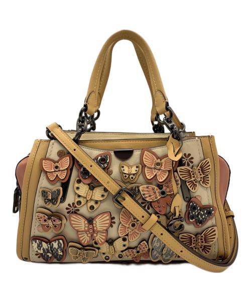 COACH（コーチ）COACH (コーチ) ドリーマーウィズバタフライバッグ ベージュ×ブラウン×ピンクの古着・服飾アイテム