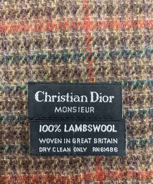 Christian Dior（クリスチャン ディオール）Christian Dior (クリスチャン ディオール) WOOL マフラー ブラウン×オレンジの古着・服飾アイテム