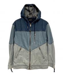 DIESEL（ディーゼル）の古着「デニム切替ジップパーカー」｜インディゴ