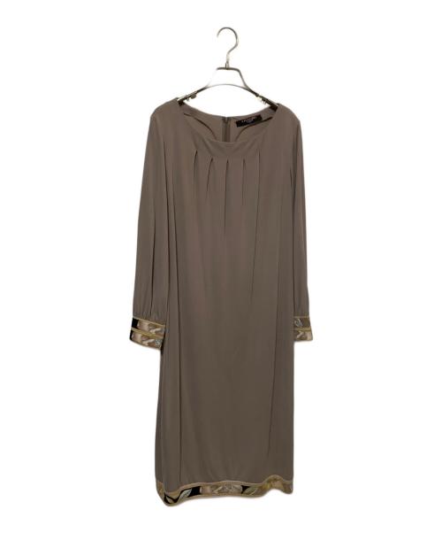 LEONARD（レオナール）LEONARD (レオナール) 長袖ワンピース ブラウン サイズ:LLの古着・服飾アイテム