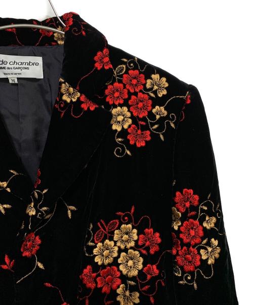 ROBE DE CHAMBRE COMME DES GARCONS（ローブドシャンブル コムデギャルソン）ROBE DE CHAMBRE COMME DES GARCONS (ローブドシャンブル コムデギャルソン) ベロアジャケット ブラック×レッド サイズ:Mの古着・服飾アイテム