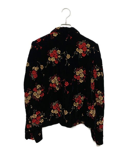 ROBE DE CHAMBRE COMME DES GARCONS（ローブドシャンブル コムデギャルソン）ROBE DE CHAMBRE COMME DES GARCONS (ローブドシャンブル コムデギャルソン) ベロアジャケット ブラック×レッド サイズ:Mの古着・服飾アイテム