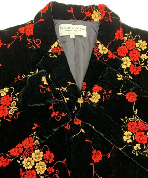 ROBE DE CHAMBRE COMME DES GARCONS（ローブドシャンブル コムデギャルソン）ROBE DE CHAMBRE COMME DES GARCONS (ローブドシャンブル コムデギャルソン) ベロアジャケット ブラック×レッド サイズ:Mの古着・服飾アイテム