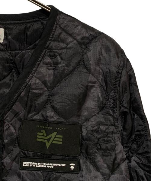 Aape BY A BATHING APE（エーエイプ バイ アベイシングエイプ）AAPE BY A BATHING APE (エーエイプ バイ アベイシングエイプ) ALPHA (アルファ) キルティングジャケット ブラック サイズ:Mの古着・服飾アイテム