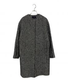 23区（ニジュウサンク）の古着「ツイードノーカラーコート」｜ブラック×ホワイト×ブラウン