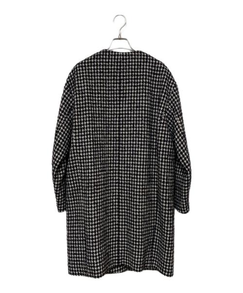 23区（ニジュウサンク）23区 (ニジュウサンク) ツイードノーカラーコート ブラック×ホワイト×ブラウン サイズ:38の古着・服飾アイテム