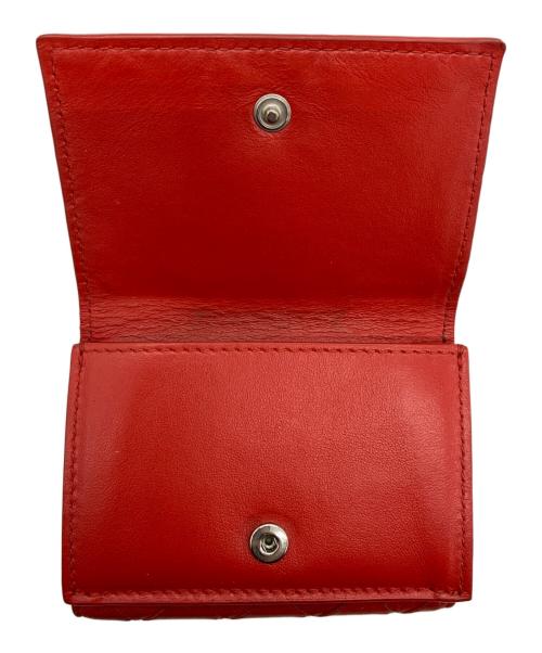 BOTTEGA VENETA（ボッテガベネタ）BOTTEGA VENETA (ボッテガベネタ) イントレチャート コンパクトウォレット レッドの古着・服飾アイテム