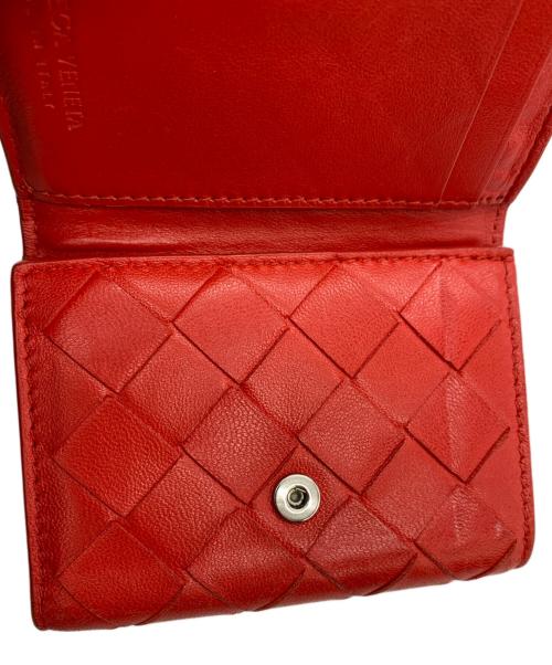 BOTTEGA VENETA（ボッテガベネタ）BOTTEGA VENETA (ボッテガベネタ) イントレチャート コンパクトウォレット レッドの古着・服飾アイテム