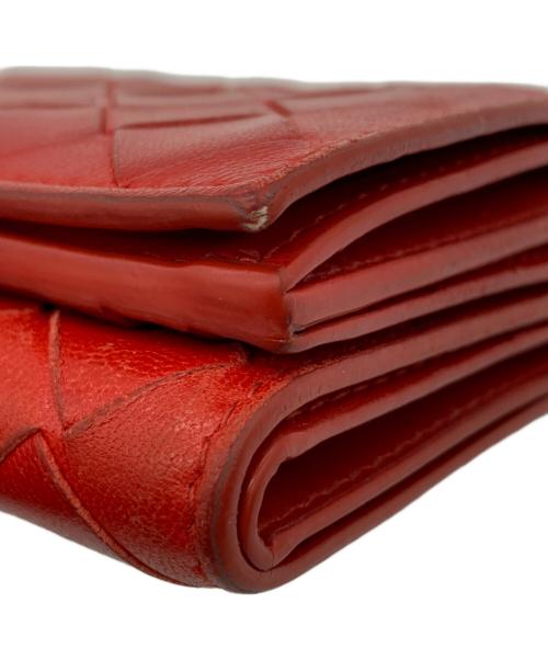 BOTTEGA VENETA（ボッテガベネタ）BOTTEGA VENETA (ボッテガベネタ) イントレチャート コンパクトウォレット レッドの古着・服飾アイテム