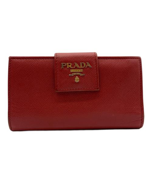PRADA（プラダ）PRADA (プラダ) サフィアーノ 2つ折り長財布 レッドの古着・服飾アイテム