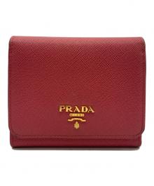 PRADA（プラダ）の古着「サフィアーノ コンパクトウォレット」｜ピンク