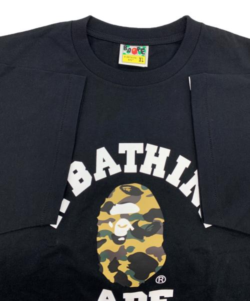A BATHING APE（ア ベイシング エイプ）A BATHING APE (ア ベイシング エイプ) CAMO COLLEGE TEE ブラック サイズ:XLの古着・服飾アイテム