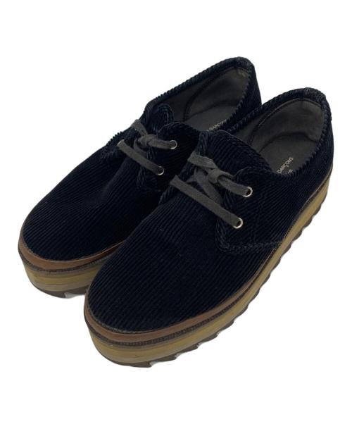 COMME des GARCONS HOMME PLUS（コムデギャルソンオムプリュス）COMME des GARCONS HOMME PLUS (コムデギャルソンオムプリュス) 厚底プラットフォームシャークソールコーデュロイシューズ ブラック サイズ:24.0の古着・服飾アイテム