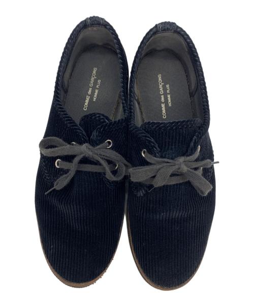 COMME des GARCONS HOMME PLUS（コムデギャルソンオムプリュス）COMME des GARCONS HOMME PLUS (コムデギャルソンオムプリュス) 厚底プラットフォームシャークソールコーデュロイシューズ ブラック サイズ:24.0の古着・服飾アイテム