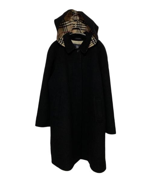 BURBERRY LONDON（バーバリーロンドン）BURBERRY LONDON (バーバリーロンドン) カシミヤ混フーデッドコート ブラック サイズ:15号の古着・服飾アイテム