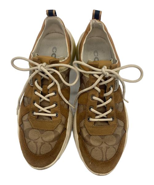 COACH（コーチ）COACH (コーチ) シグネチャースニーカー ブラウン サイズ:27の古着・服飾アイテム