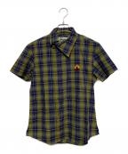 Vivienne Westwood manヴィヴィアン ウェストウッド マン）の古着「スカルオーブアシメ半袖シャツ」｜グリーン×パープル