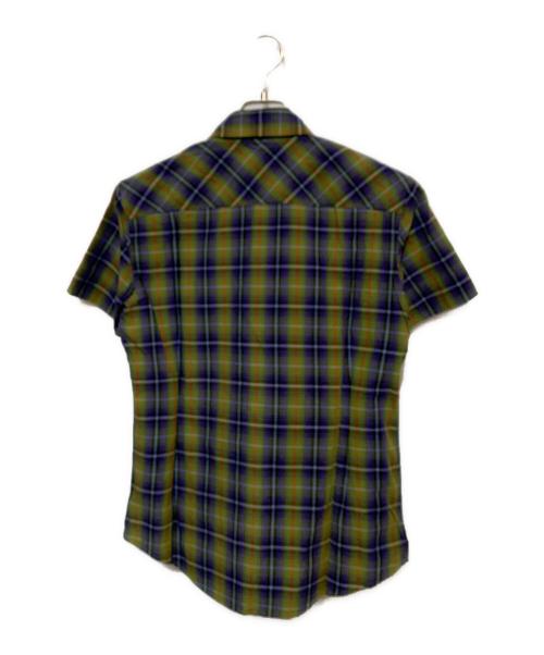 Vivienne Westwood man（ヴィヴィアン ウェストウッド マン）Vivienne Westwood man (ヴィヴィアン ウェストウッド マン) スカルオーブアシメ半袖シャツ グリーン×パープル サイズ:46の古着・服飾アイテム