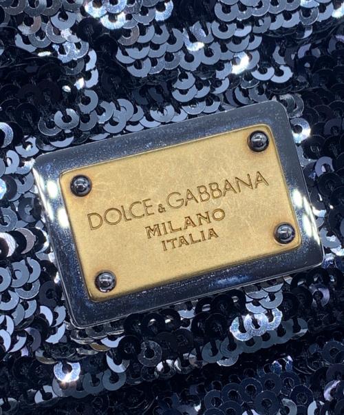 DOLCE & GABBANA（ドルチェ＆ガッバーナ）DOLCE & GABBANA (ドルチェ＆ガッバーナ) チェーンショルダースパンコールミニバッグ ブラックの古着・服飾アイテム
