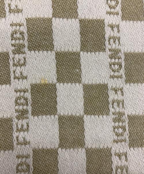 FENDI（フェンディ）FENDI (フェンディ) ウール100% マフラー ベージュ×ブラウンの古着・服飾アイテム