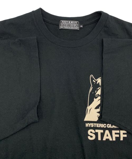 Hysteric Glamour（ヒステリックグラマー）Hysteric Glamour (ヒステリックグラマー) スタッフ プリントTシャツ ブラック サイズ:XLの古着・服飾アイテム