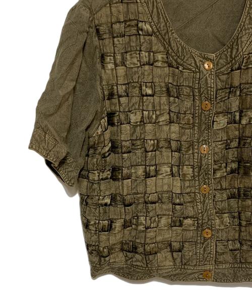 Jean Paul GAULTIER（ジャンポールゴルチェ）Jean Paul GAULTIER (ジャンポールゴルチェ) 編み込み半袖シャツ オリーブ サイズ:表記無しの古着・服飾アイテム