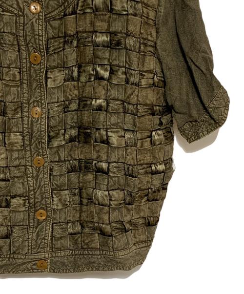 Jean Paul GAULTIER（ジャンポールゴルチェ）Jean Paul GAULTIER (ジャンポールゴルチェ) 編み込み半袖シャツ オリーブ サイズ:表記無しの古着・服飾アイテム