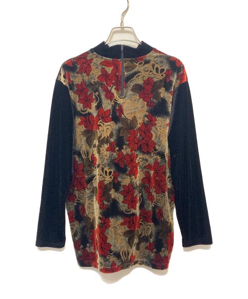 Jean Paul Gaultier homme（ジャンポールゴルチェオム）Jean Paul GAULTIER HOMME (ジャンポールゴルチェオム) ベロアカットソー ブラック×レッド×ゴールド サイズ:表記無しの古着・服飾アイテム