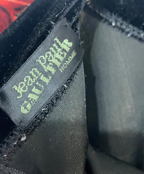 Jean Paul Gaultier homme（ジャンポールゴルチェオム）Jean Paul GAULTIER HOMME (ジャンポールゴルチェオム) ベロアカットソー ブラック×レッド×ゴールド サイズ:表記無しの古着・服飾アイテム