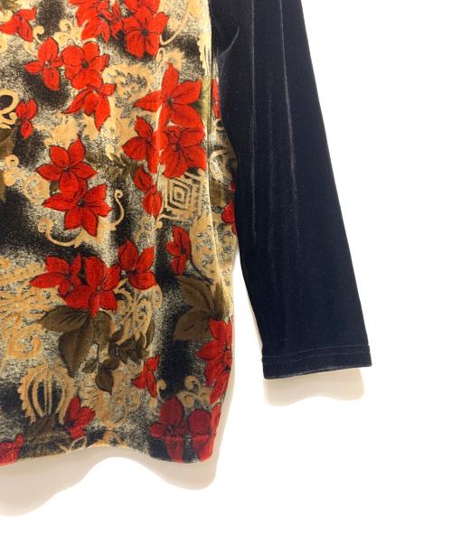 Jean Paul Gaultier homme（ジャンポールゴルチェオム）Jean Paul GAULTIER HOMME (ジャンポールゴルチェオム) ベロアカットソー ブラック×レッド×ゴールド サイズ:表記無しの古着・服飾アイテム