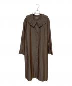 MARGARET HOWELLマーガレットハウエル）の古着「フリルカラーワンピース」｜ブラウン