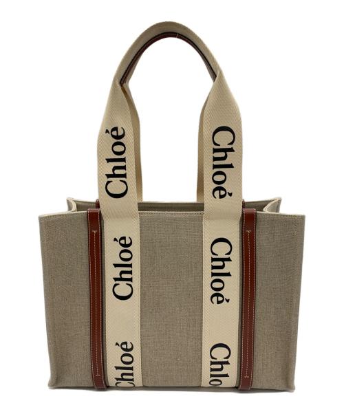 Chloe（クロエ）Chloe (クロエ) WOODYトートバッグ ミディアム ホワイト×ブラウンの古着・服飾アイテム