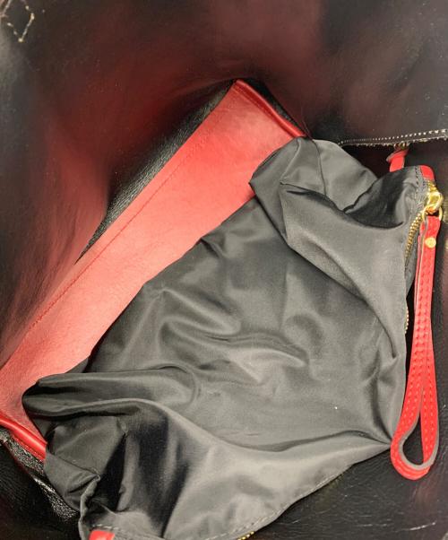 GIANNI CHIARINI（ジャンニ キアリーニ）GIANNI CHIARINI (ジャンニ キアリーニ) トートバッグ ベージュ×ブラック×レッドの古着・服飾アイテム