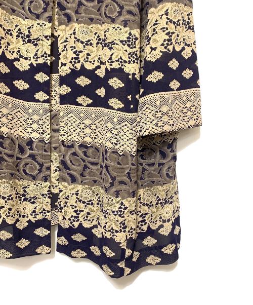 Jean Paul Gaultier FEMME（ジャンポールゴルチエ フェム）Jean Paul GAULTIER FEMME (ジャンポールゴルチエ フェム) 七分丈ブラウス ネイビー×ベージュ サイズ:表記無しの古着・服飾アイテム