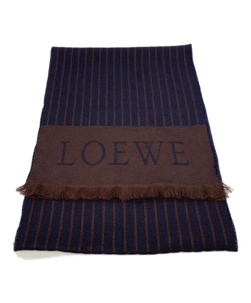LOEWE（ロエベ）LOEWE (ロエベ) ウールマフラー ブラウン×ネイビーの古着・服飾アイテム