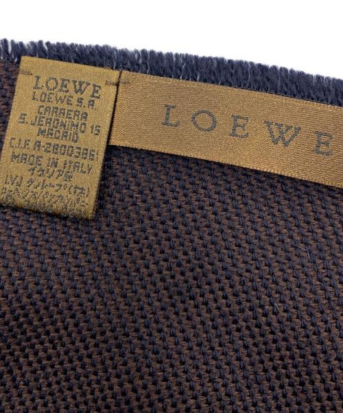 LOEWE（ロエベ）LOEWE (ロエベ) ウールマフラー ブラウン×ネイビーの古着・服飾アイテム