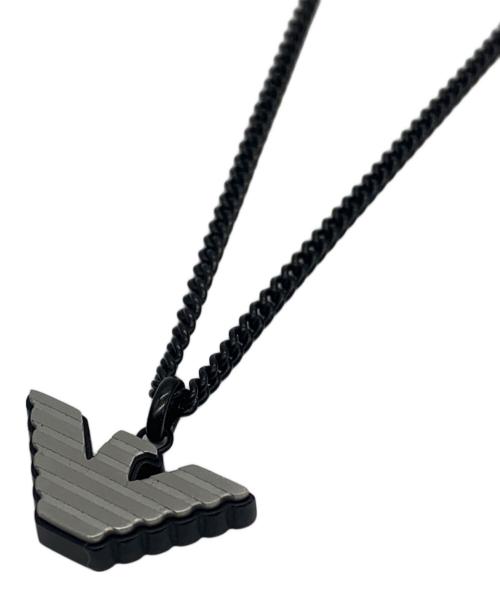 EMPORIO ARMANI（エンポリオアルマーニ）EMPORIO ARMANI (エンポリオアルマーニ) ロゴネックレス シルバー×ブラックの古着・服飾アイテム