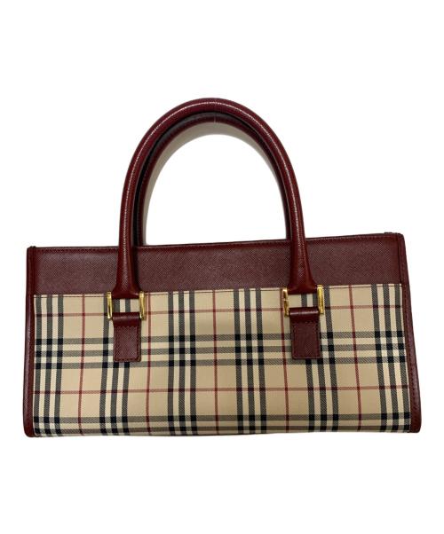 BURBERRY（バーバリー）BURBERRY (バーバリー) ハンドバッグ ワインレッド×ベージュの古着・服飾アイテム