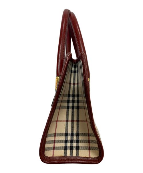 BURBERRY（バーバリー）BURBERRY (バーバリー) ハンドバッグ ワインレッド×ベージュの古着・服飾アイテム