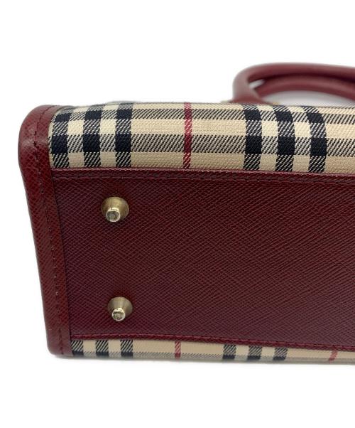 BURBERRY（バーバリー）BURBERRY (バーバリー) ハンドバッグ ワインレッド×ベージュの古着・服飾アイテム