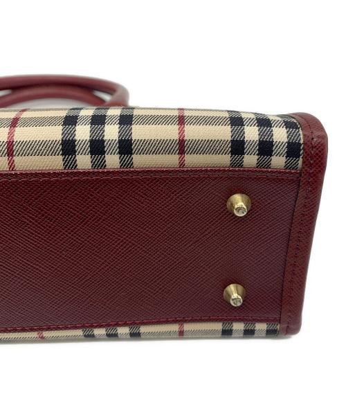 BURBERRY（バーバリー）BURBERRY (バーバリー) ハンドバッグ ワインレッド×ベージュの古着・服飾アイテム