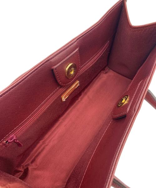 BURBERRY（バーバリー）BURBERRY (バーバリー) ハンドバッグ ワインレッド×ベージュの古着・服飾アイテム
