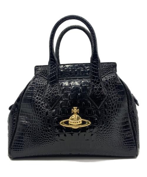 Vivienne Westwood ANGLOMANIA（ヴィヴィアンウエストウッドアングロマニア）VIVIENNE WESTWOOD ANGLOMANIA (ヴィヴィアンウエストウッドアングロマニア) 型押しハンドバッグ ブラックの古着・服飾アイテム