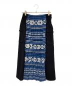 ZUCCAズッカ）の古着「エスニックプリント / スカート」｜ブルー×ブラック