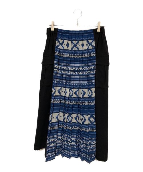ZUCCA（ズッカ）ZUCCA (ズッカ) エスニックプリント / スカート ブルー×ブラック サイズ:M 未使用品の古着・服飾アイテム
