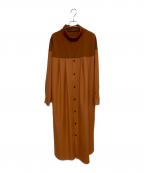 ZUCCAズッカ）の古着「シャツドッキングジャージィー ワンピース」｜オレンジ×ブラウン