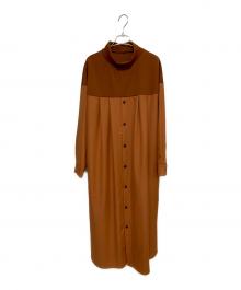 ZUCCA（ズッカ）の古着「シャツドッキングジャージィー ワンピース」｜オレンジ×ブラウン