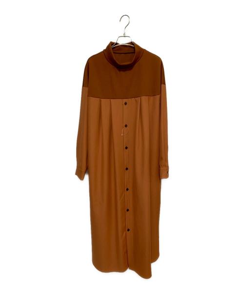 ZUCCA（ズッカ）ZUCCA (ズッカ) シャツドッキングジャージィー ワンピース オレンジ×ブラウン サイズ:M 未使用品の古着・服飾アイテム
