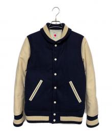 MARKA（マーカ）の古着「スタジャン」｜ネイビー×ベージュ