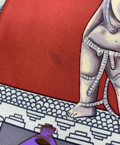 HERMES（エルメス）HERMES (エルメス) カレ90　TORANA 塔門 レッド×グリーンの古着・服飾アイテム